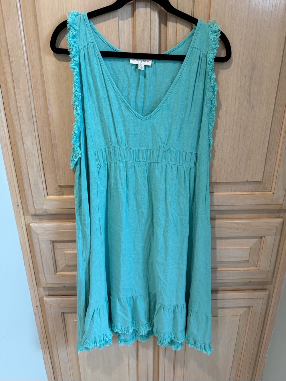 Umgee Turquoise Sleeveless V-Neck Fringe Tunic